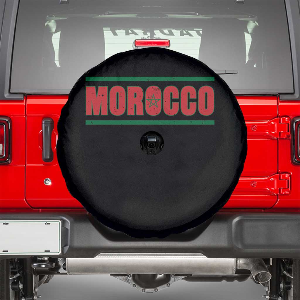 Proud Moroccan Vintage Marocco Flag Green Stripes Spare Tire Cover