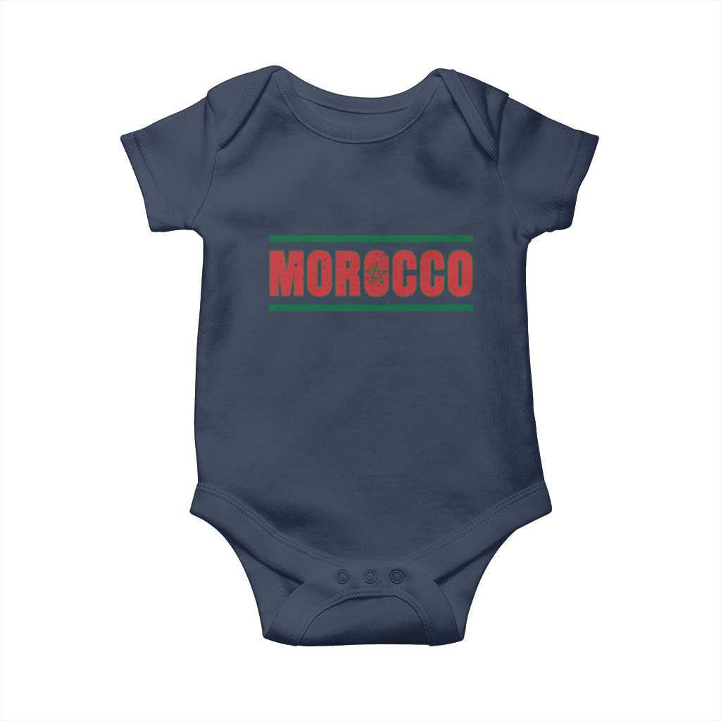 Proud Moroccan Vintage Marocco Flag Green Stripes Baby Onesie