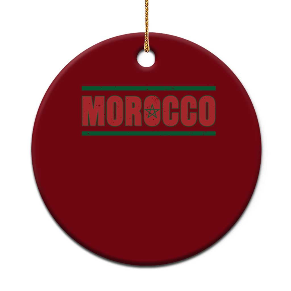 Proud Moroccan Vintage Marocco Flag Green Stripes Ceramic Ornament
