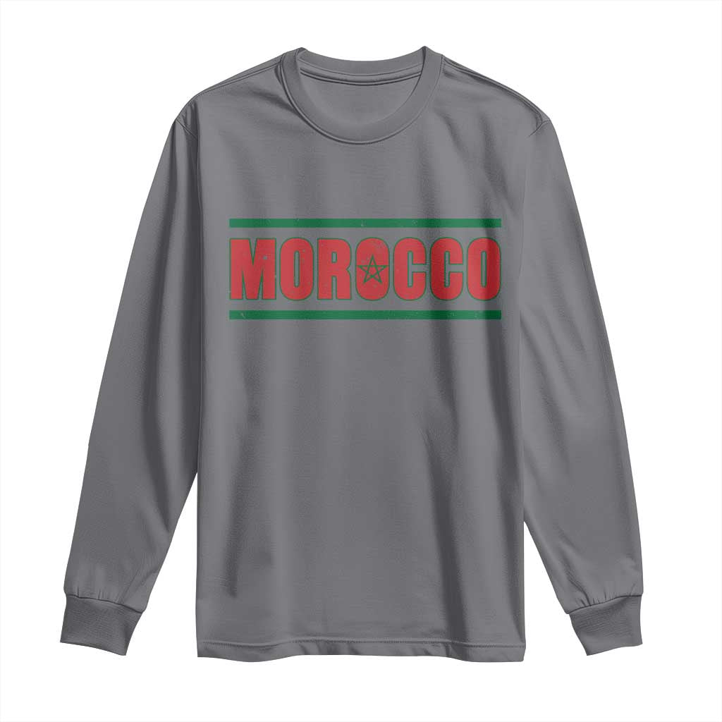 Proud Moroccan Vintage Marocco Flag Green Stripes Long Sleeve Shirt