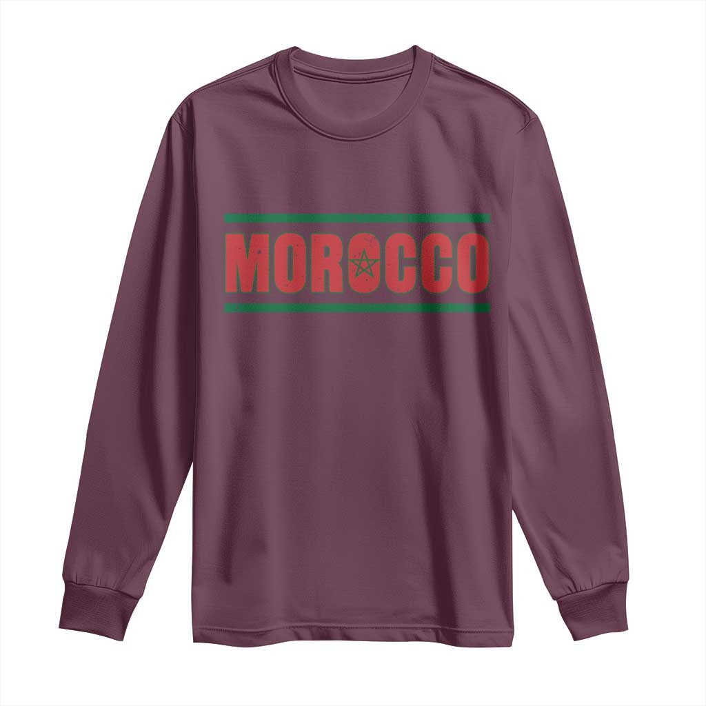 Proud Moroccan Vintage Marocco Flag Green Stripes Long Sleeve Shirt