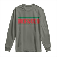 Proud Moroccan Vintage Marocco Flag Green Stripes Long Sleeve Shirt