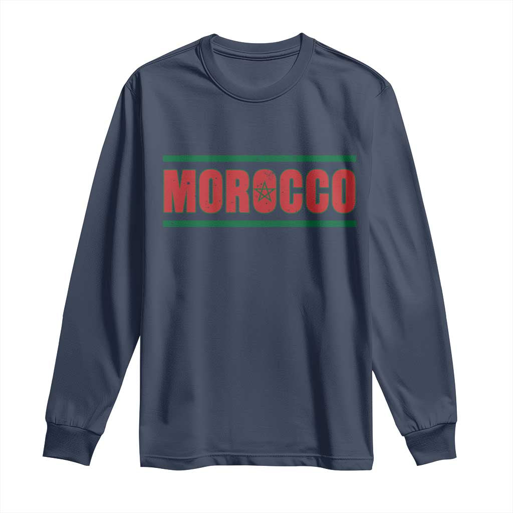 Proud Moroccan Vintage Marocco Flag Green Stripes Long Sleeve Shirt