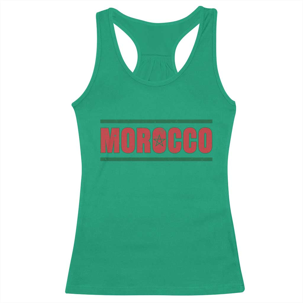 Proud Moroccan Vintage Marocco Flag Green Stripes Racerback Tank Top