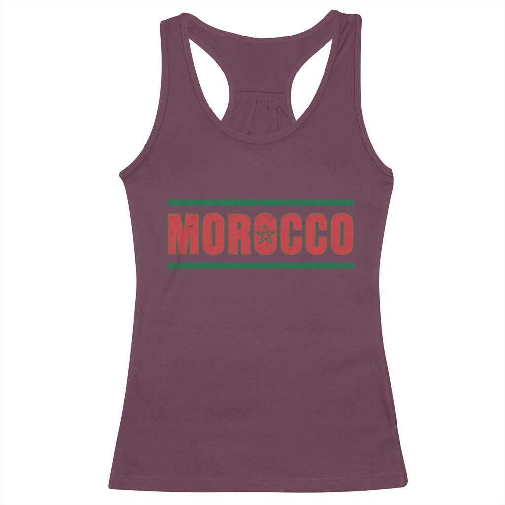 Proud Moroccan Vintage Marocco Flag Green Stripes Racerback Tank Top