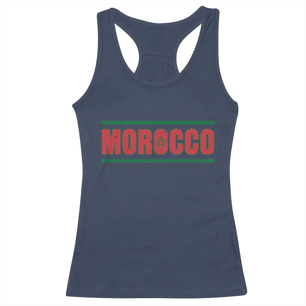 Proud Moroccan Vintage Marocco Flag Green Stripes Racerback Tank Top