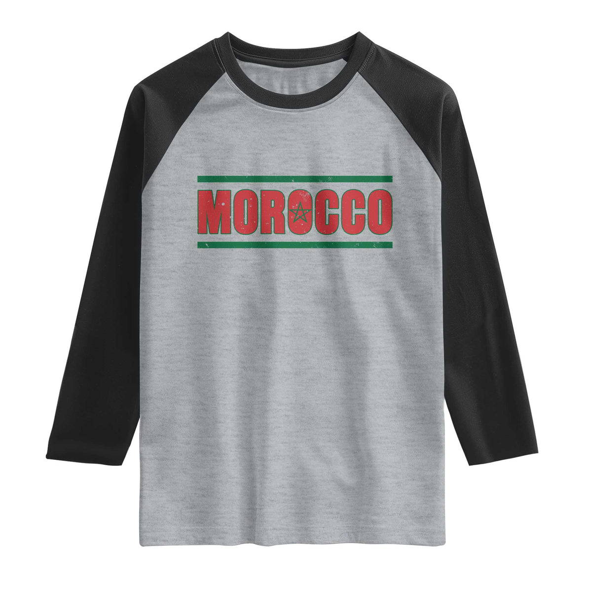 Proud Moroccan Vintage Marocco Flag Green Stripes Raglan Shirt