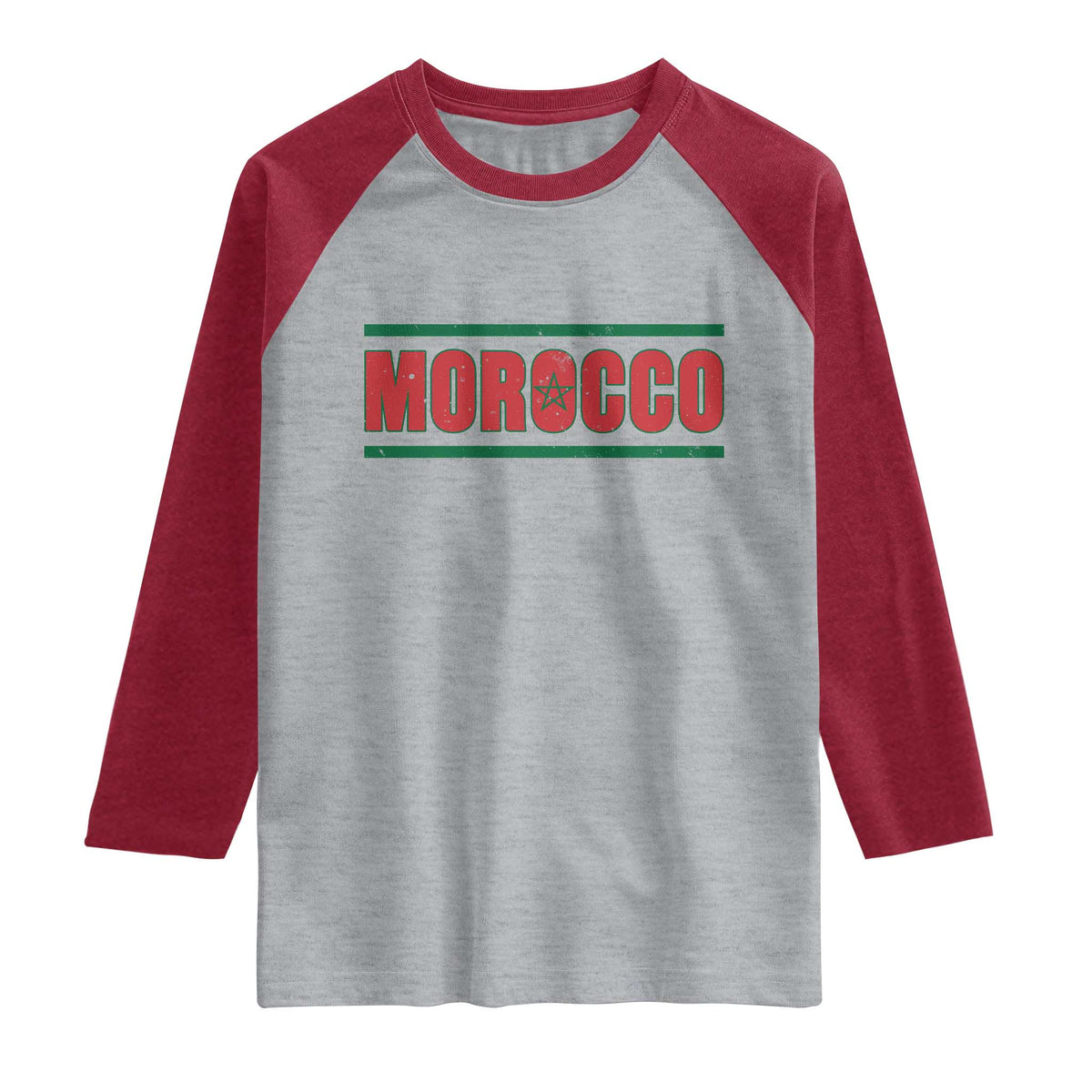 Proud Moroccan Vintage Marocco Flag Green Stripes Raglan Shirt