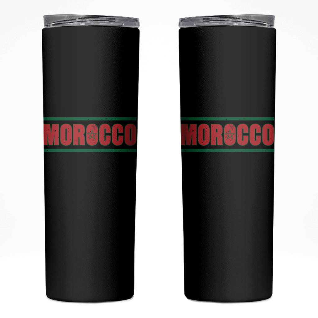 Proud Moroccan Vintage Marocco Flag Green Stripes Skinny Tumbler