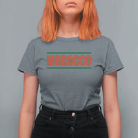 Proud Moroccan Vintage Marocco Flag Green Stripes T Shirt For Women