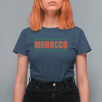 Proud Moroccan Vintage Marocco Flag Green Stripes T Shirt For Women