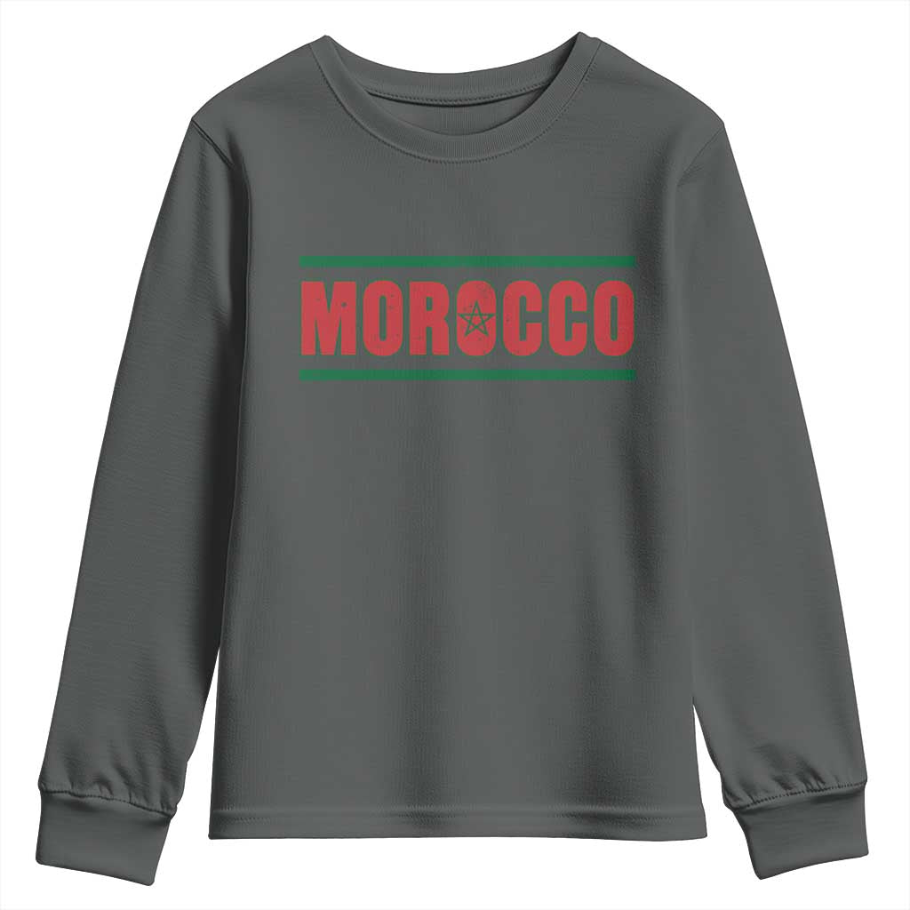 Proud Moroccan Vintage Marocco Flag Green Stripes Youth Sweatshirt