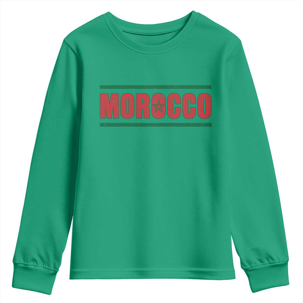 Proud Moroccan Vintage Marocco Flag Green Stripes Youth Sweatshirt