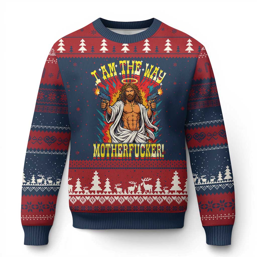 Funny Jesus LitRPG I Am The Way Motherfucker Ugly Christmas Sweater