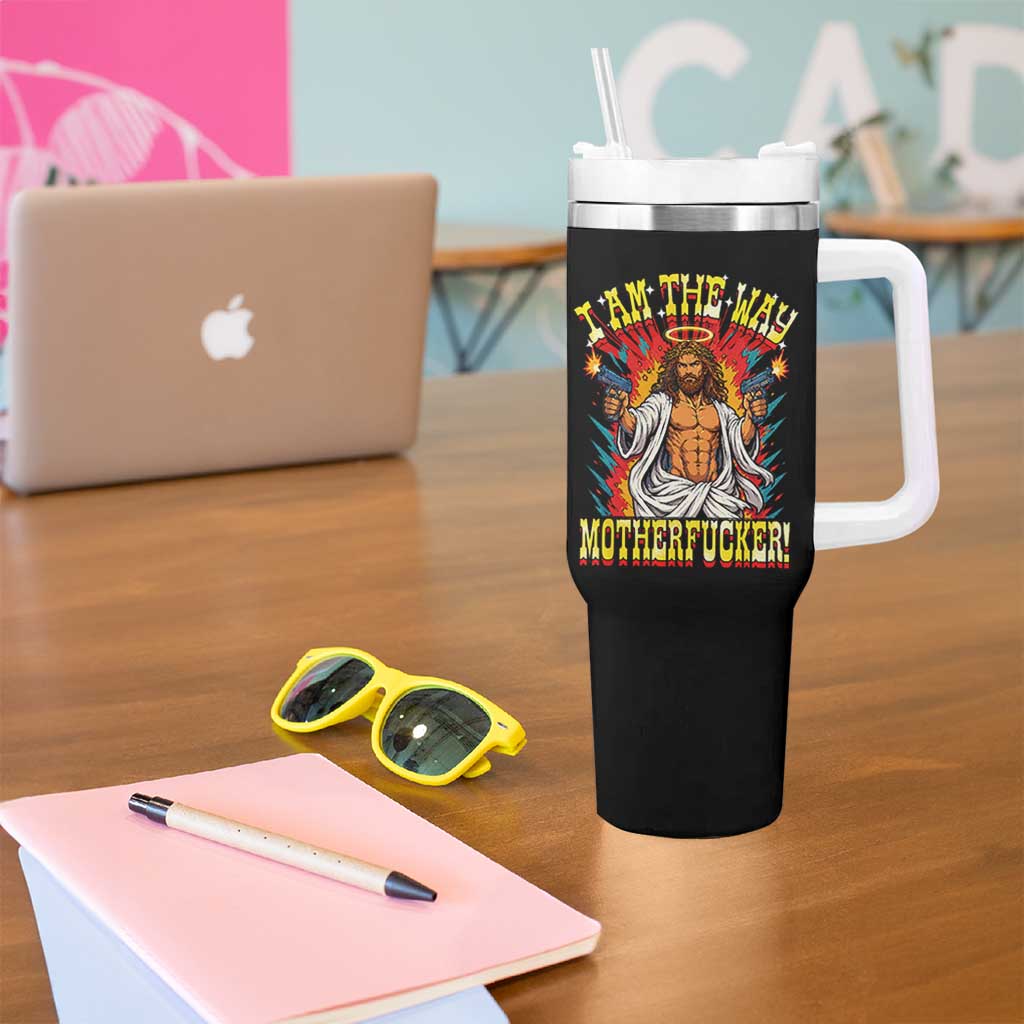 Funny Jesus LitRPG I Am The Way Motherfucker Tumbler With Handle