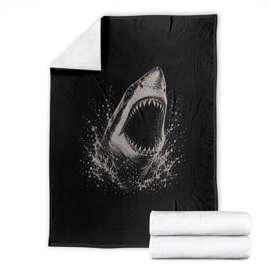 Vintage Great White Shark Jaw Graphic Throw Blanket Marine Life Gifts