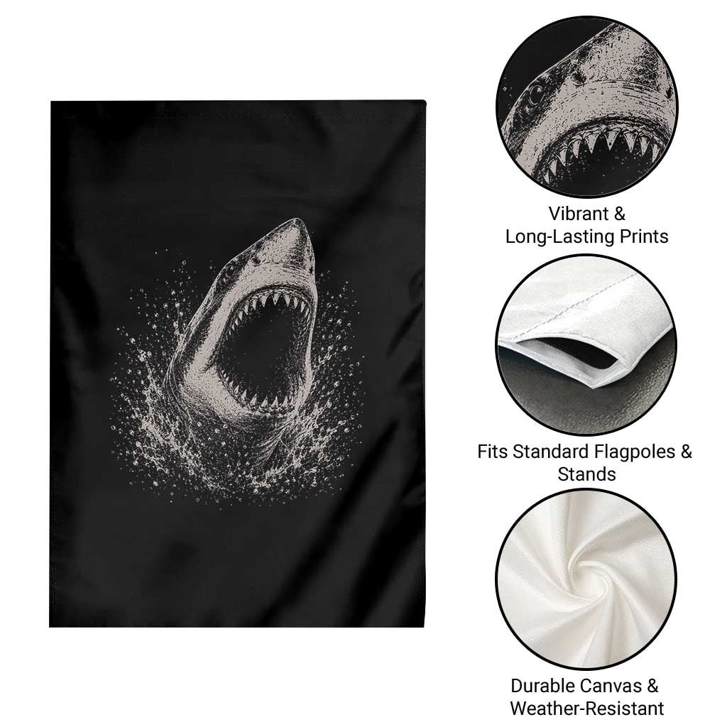 Vintage Great White Shark Jaw Graphic Garden Flag Marine Life Gifts