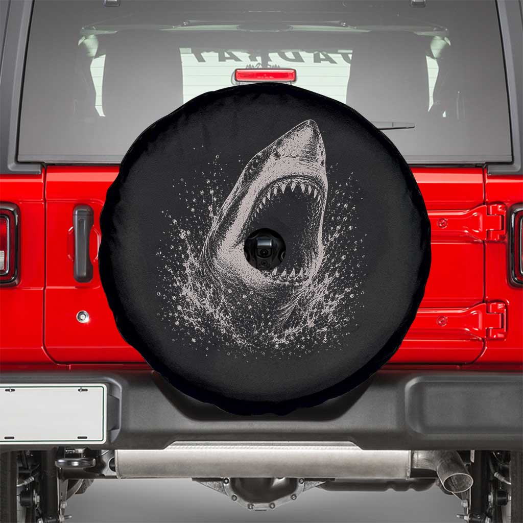 Vintage Great White Shark Jaw Graphic Spare Tire Cover Marine Life Gifts