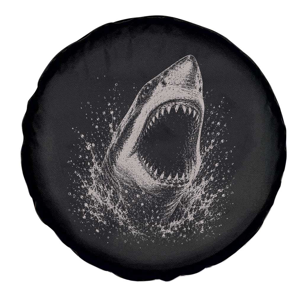 Vintage Great White Shark Jaw Graphic Spare Tire Cover Marine Life Gifts