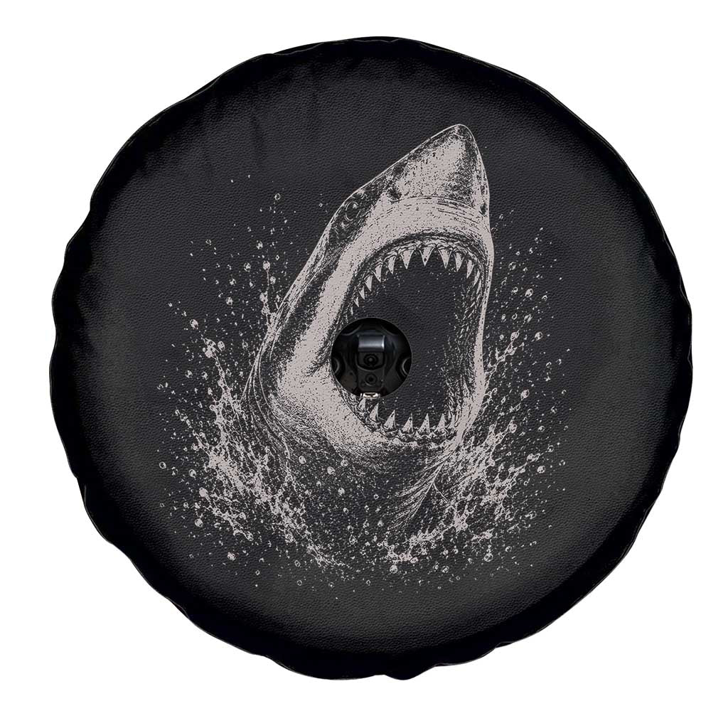 Vintage Great White Shark Jaw Graphic Spare Tire Cover Marine Life Gifts