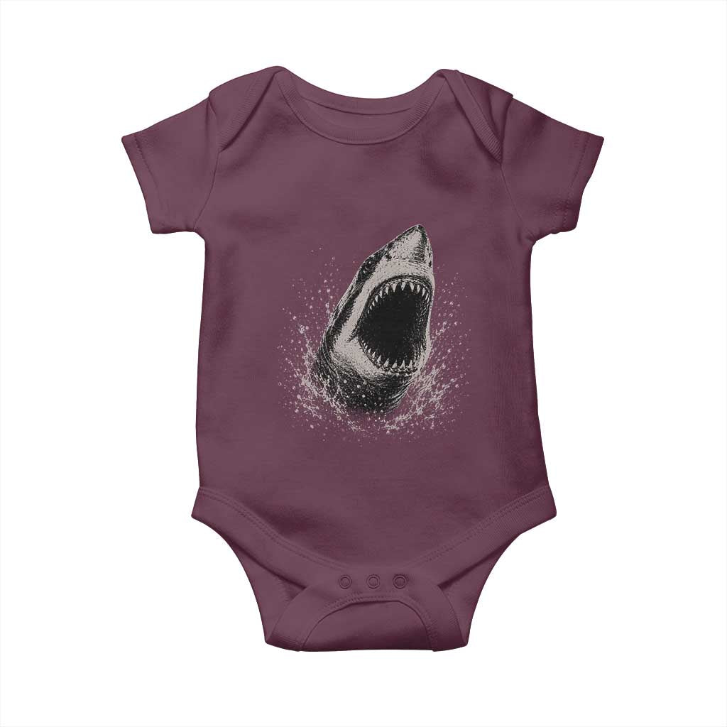 Vintage Great White Shark Jaw Graphic Baby Onesie Marine Life Gifts
