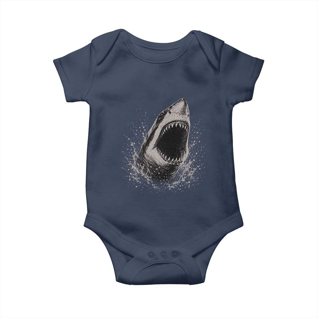 Vintage Great White Shark Jaw Graphic Baby Onesie Marine Life Gifts