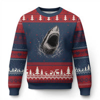 Vintage Great White Shark Jaw Graphic Ugly Christmas Sweater Marine Life Gifts
