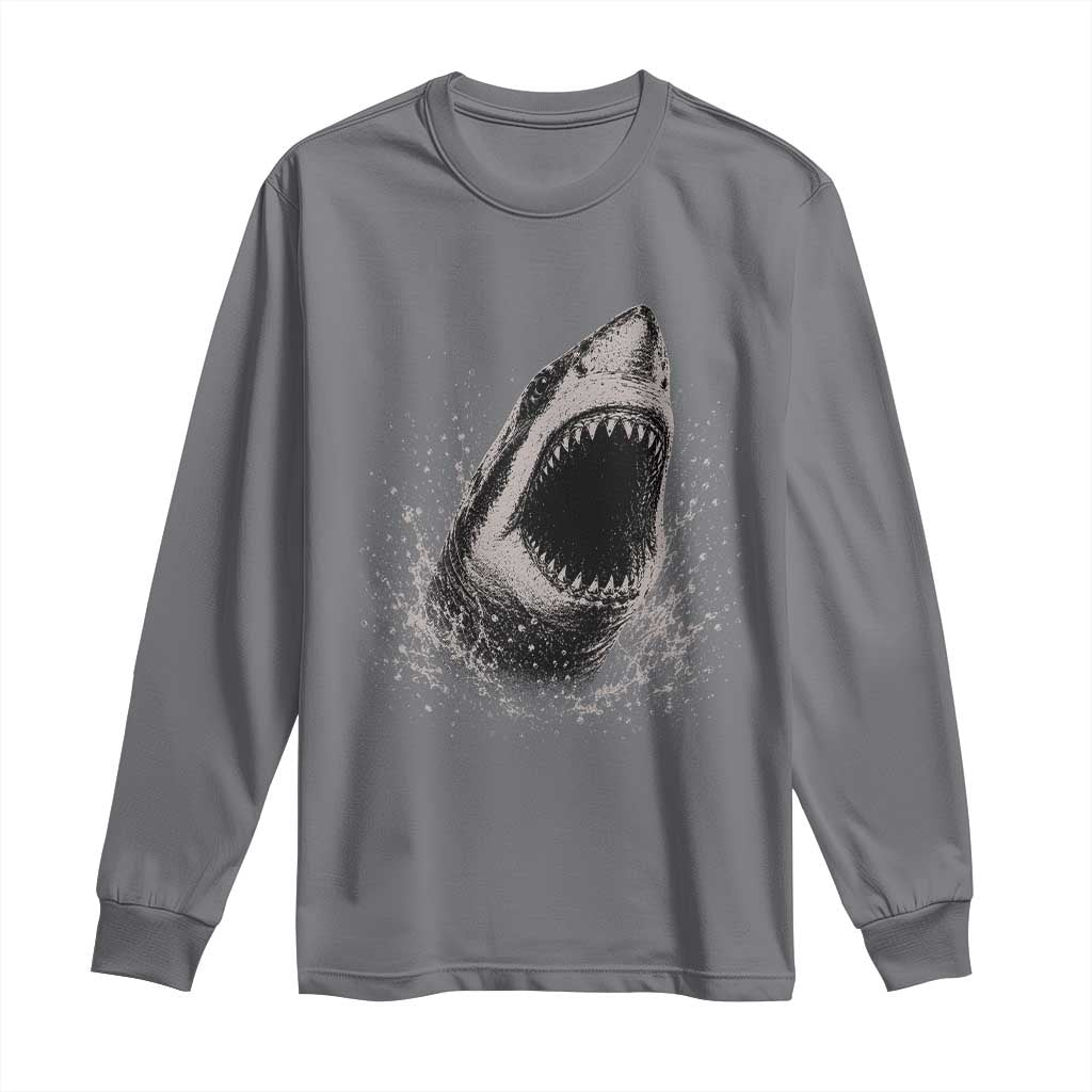 Vintage Great White Shark Jaw Graphic Long Sleeve Shirt Marine Life Gifts
