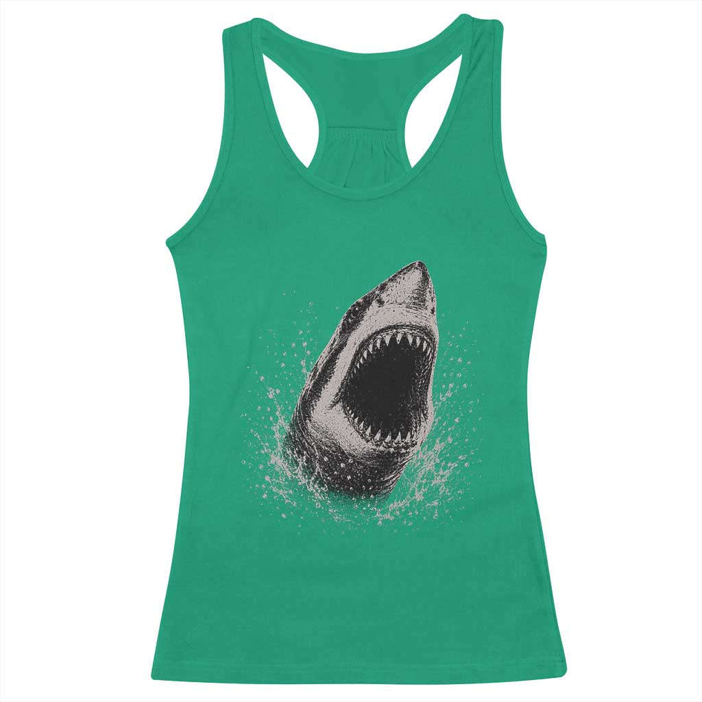 Vintage Great White Shark Jaw Graphic Racerback Tank Top Marine Life Gifts