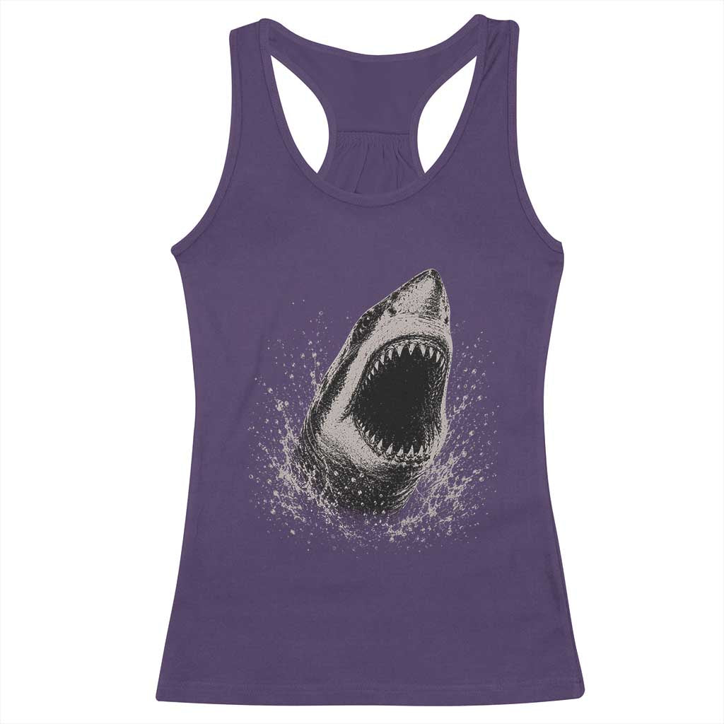Vintage Great White Shark Jaw Graphic Racerback Tank Top Marine Life Gifts