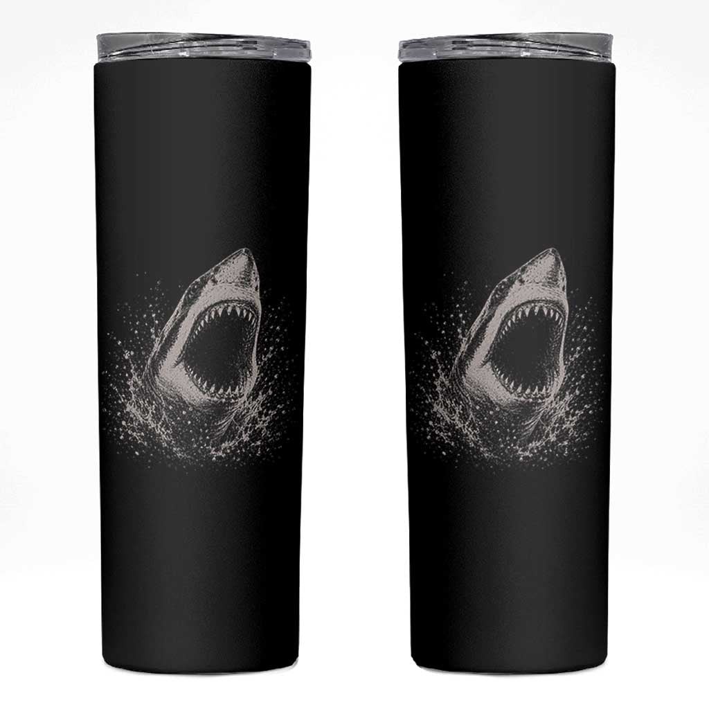 Vintage Great White Shark Jaw Graphic Skinny Tumbler Marine Life Gifts