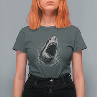 Vintage Great White Shark Jaw Graphic T Shirt For Women Marine Life Gifts