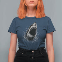 Vintage Great White Shark Jaw Graphic T Shirt For Women Marine Life Gifts
