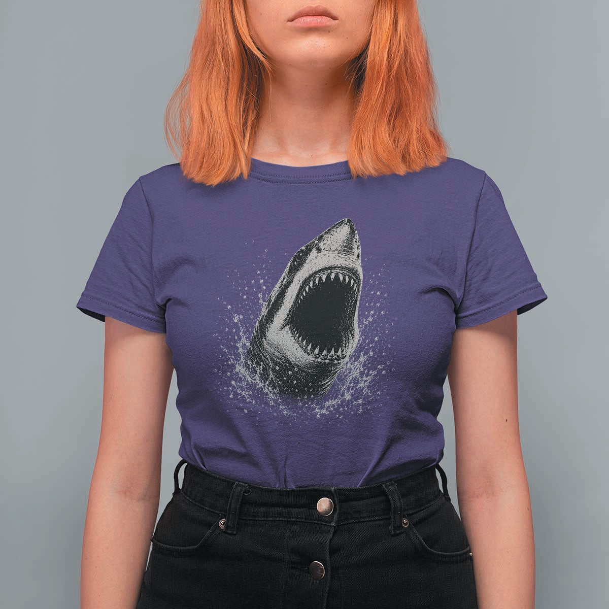 Vintage Great White Shark Jaw Graphic T Shirt For Women Marine Life Gifts
