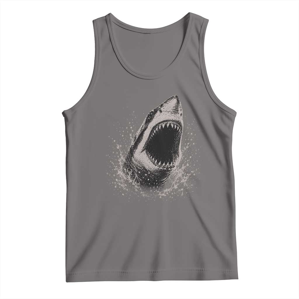 Vintage Great White Shark Jaw Graphic Tank Top Marine Life Gifts