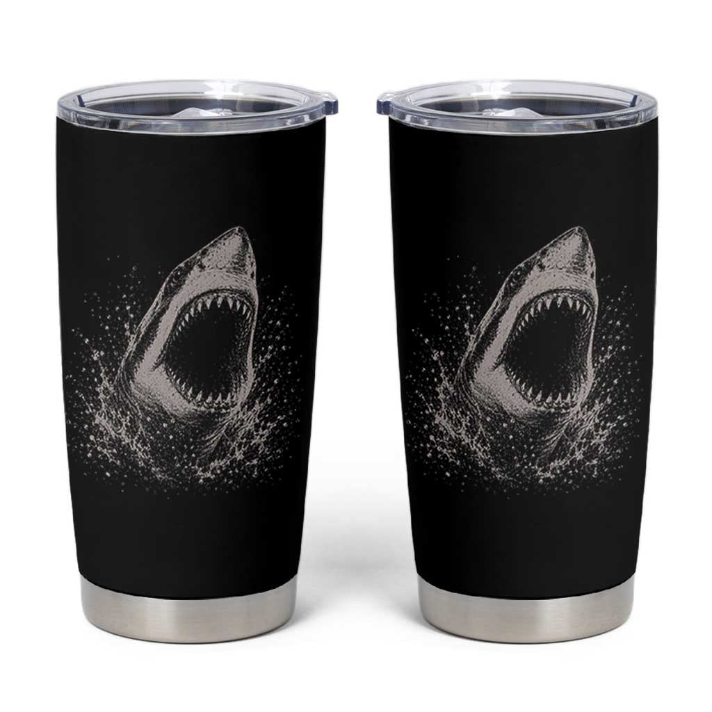 Vintage Great White Shark Jaw Graphic Tumbler Cup Marine Life Gifts