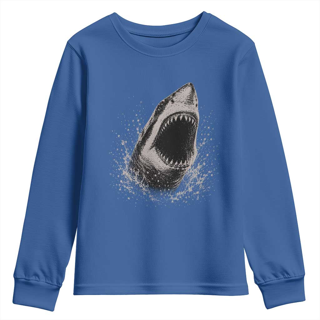 Vintage Great White Shark Jaw Graphic Youth Sweatshirt Marine Life Gifts