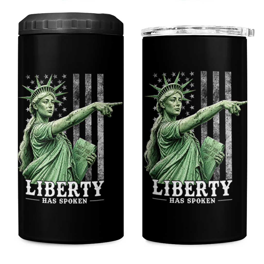Liberty Has Spoken 4 in 1 Can Cooler Tumbler Funny Basketball Statue of Liberty Pointing Meme