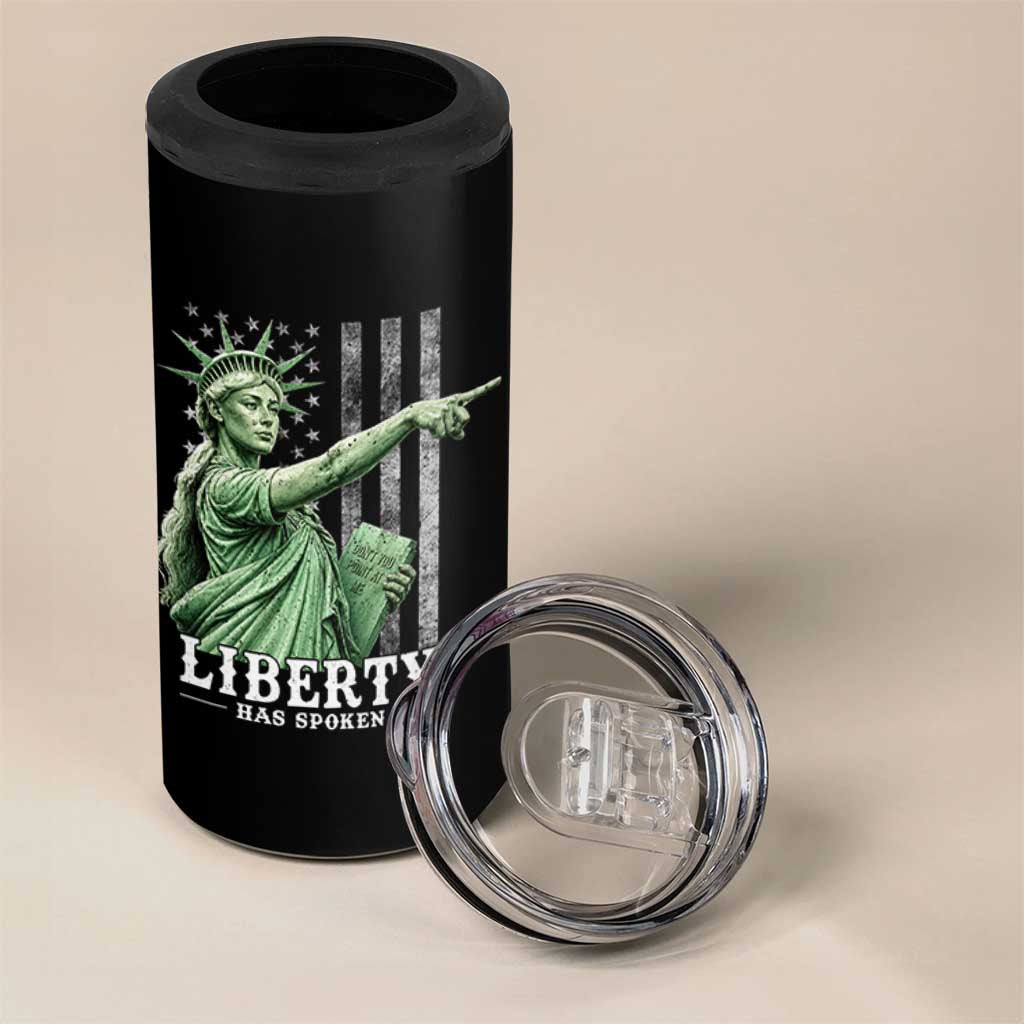 Liberty Has Spoken 4 in 1 Can Cooler Tumbler Funny Basketball Statue of Liberty Pointing Meme
