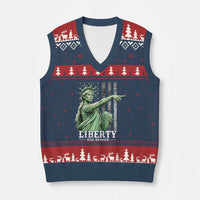 Liberty Has Spoken V-Neck Knit Sweater Vest Funny Basketball Statue of Liberty Pointing Meme