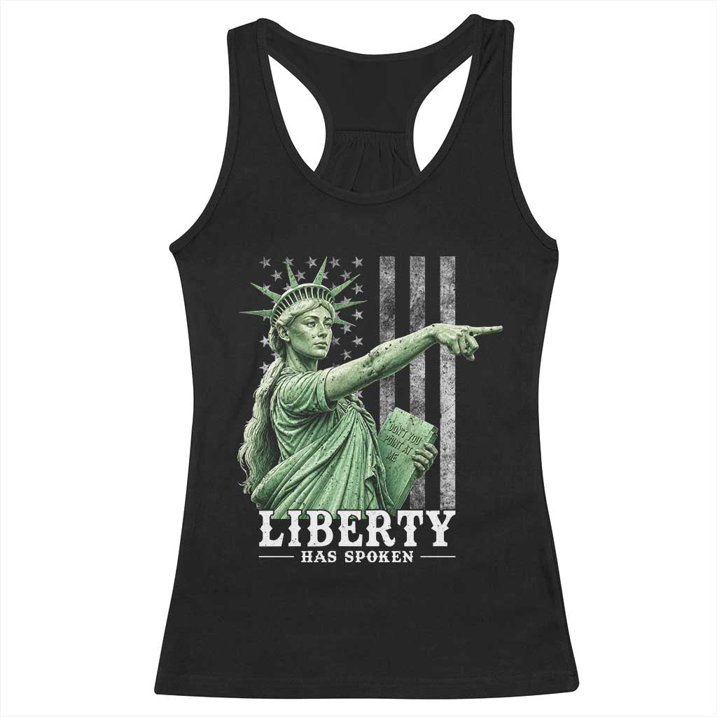 Liberty Has Spoken Racerback Tank Top Funny Basketball Statue of Liberty Pointing Meme
