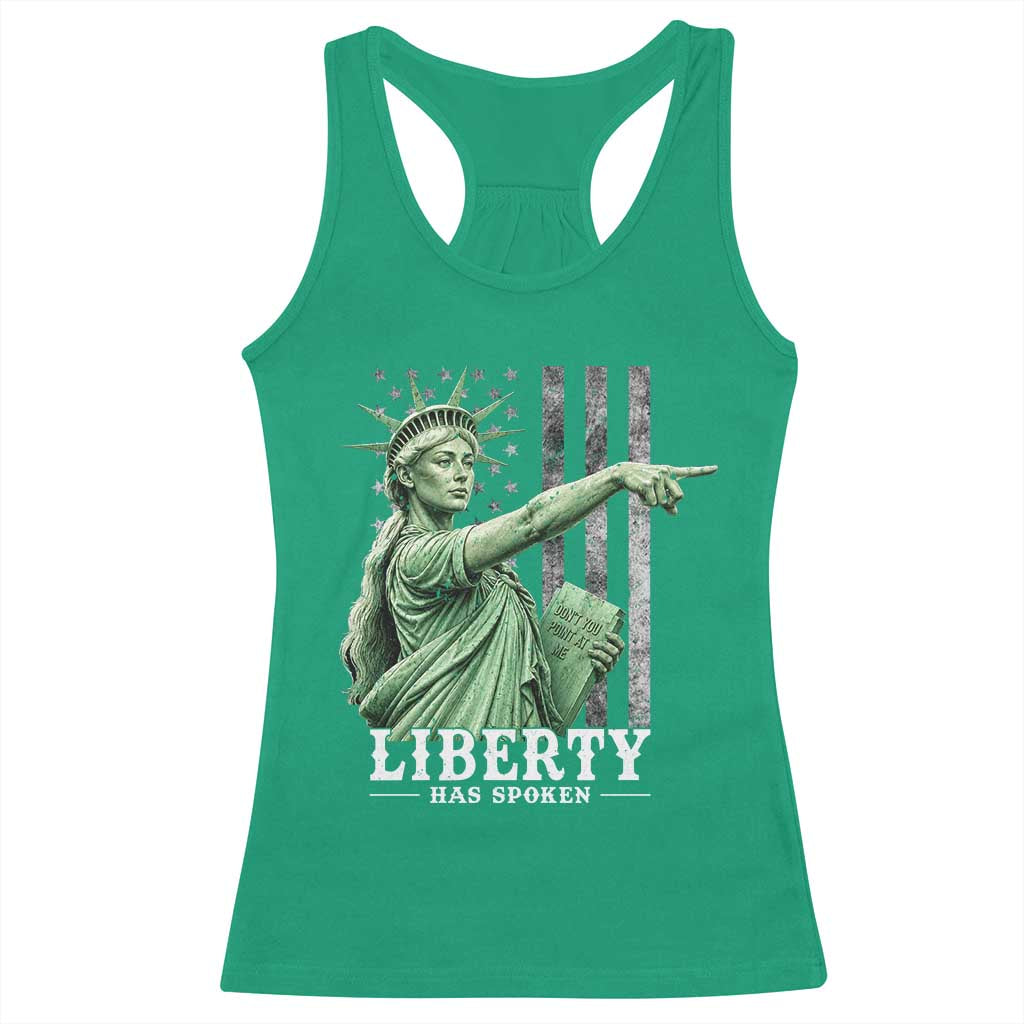 Liberty Has Spoken Racerback Tank Top Funny Basketball Statue of Liberty Pointing Meme