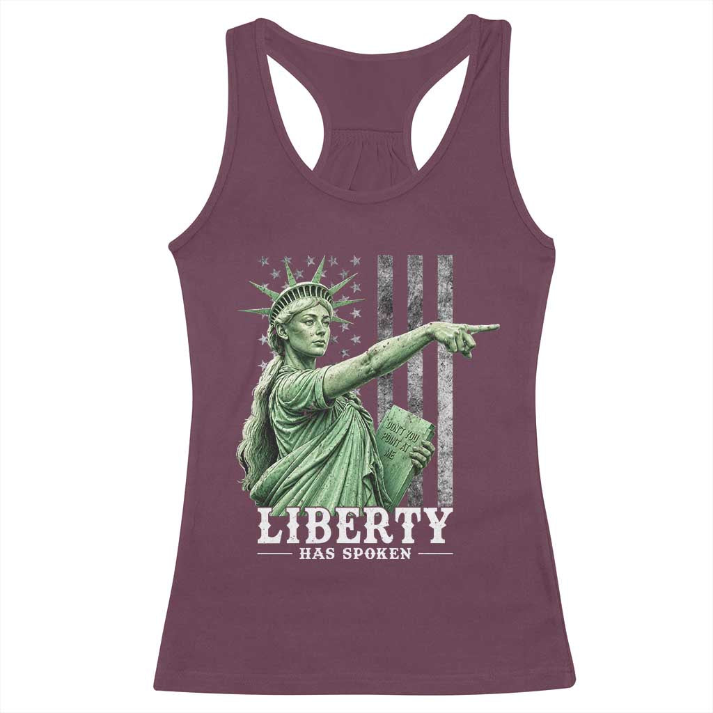 Liberty Has Spoken Racerback Tank Top Funny Basketball Statue of Liberty Pointing Meme