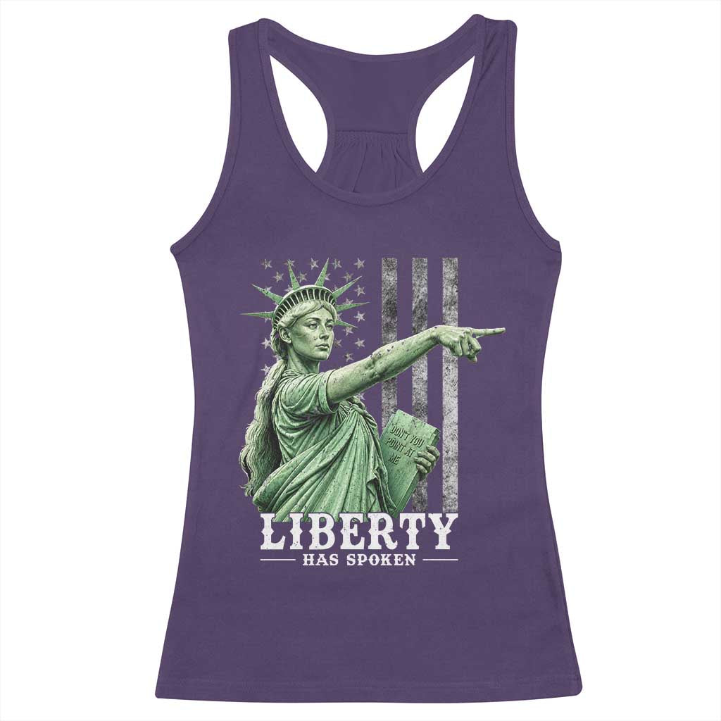 Liberty Has Spoken Racerback Tank Top Funny Basketball Statue of Liberty Pointing Meme