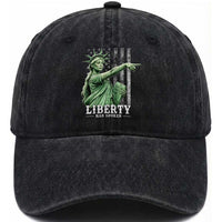 Liberty Has Spoken Washed Cotton Baseball Cap Funny Basketball Statue of Liberty Pointing Meme