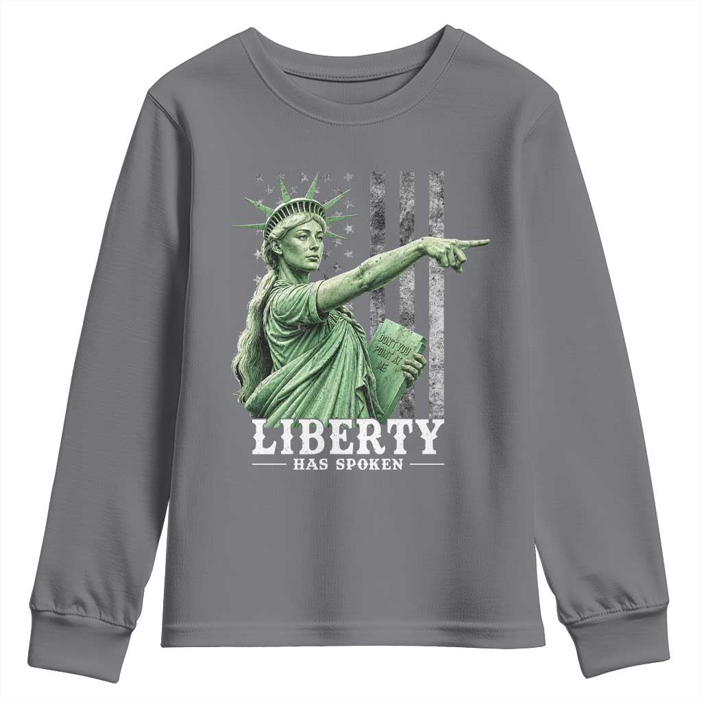 Liberty Has Spoken Youth Sweatshirt Funny Basketball Statue of Liberty Pointing Meme