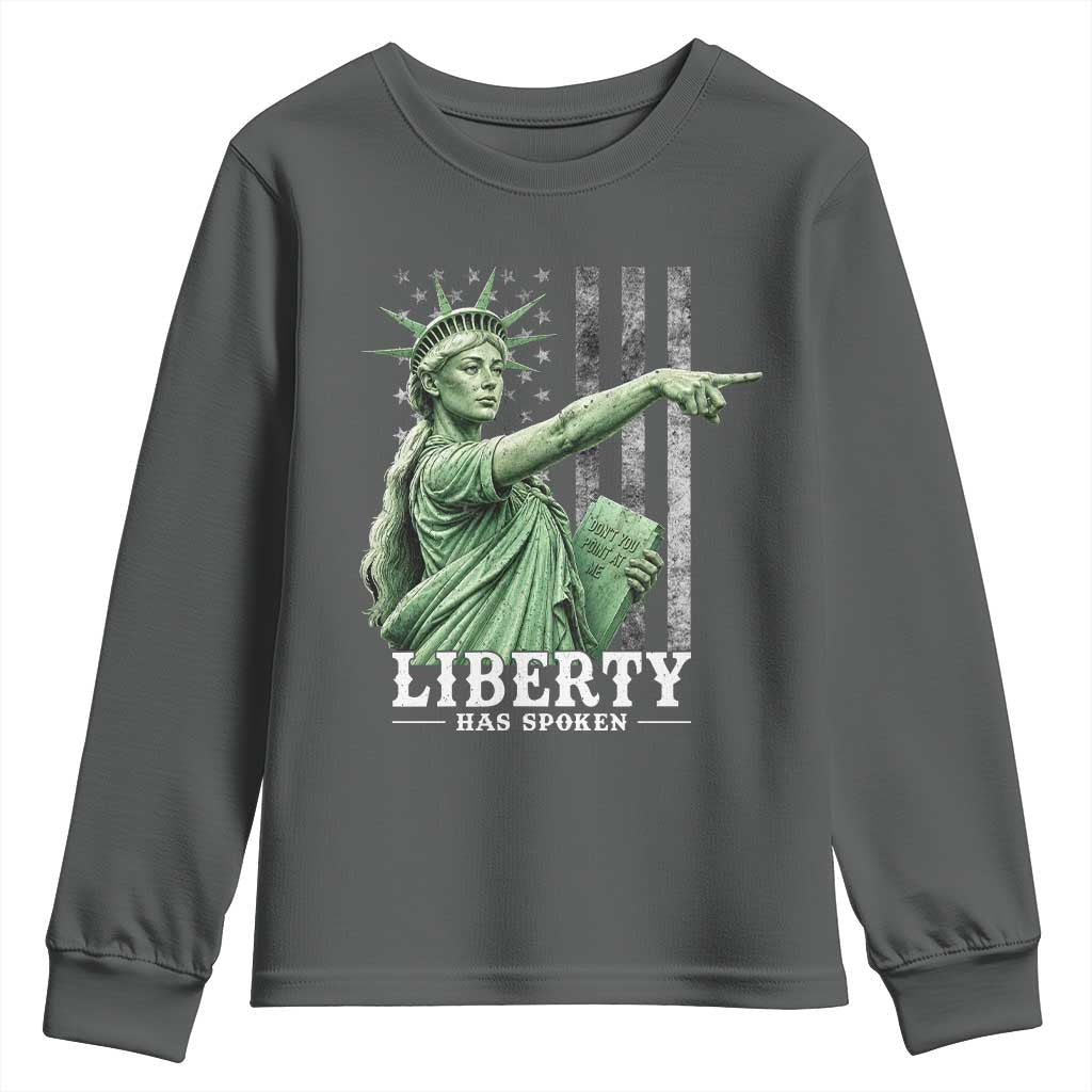 Liberty Has Spoken Youth Sweatshirt Funny Basketball Statue of Liberty Pointing Meme