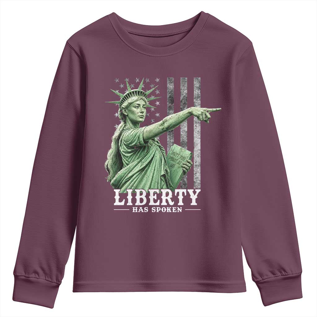 Liberty Has Spoken Youth Sweatshirt Funny Basketball Statue of Liberty Pointing Meme
