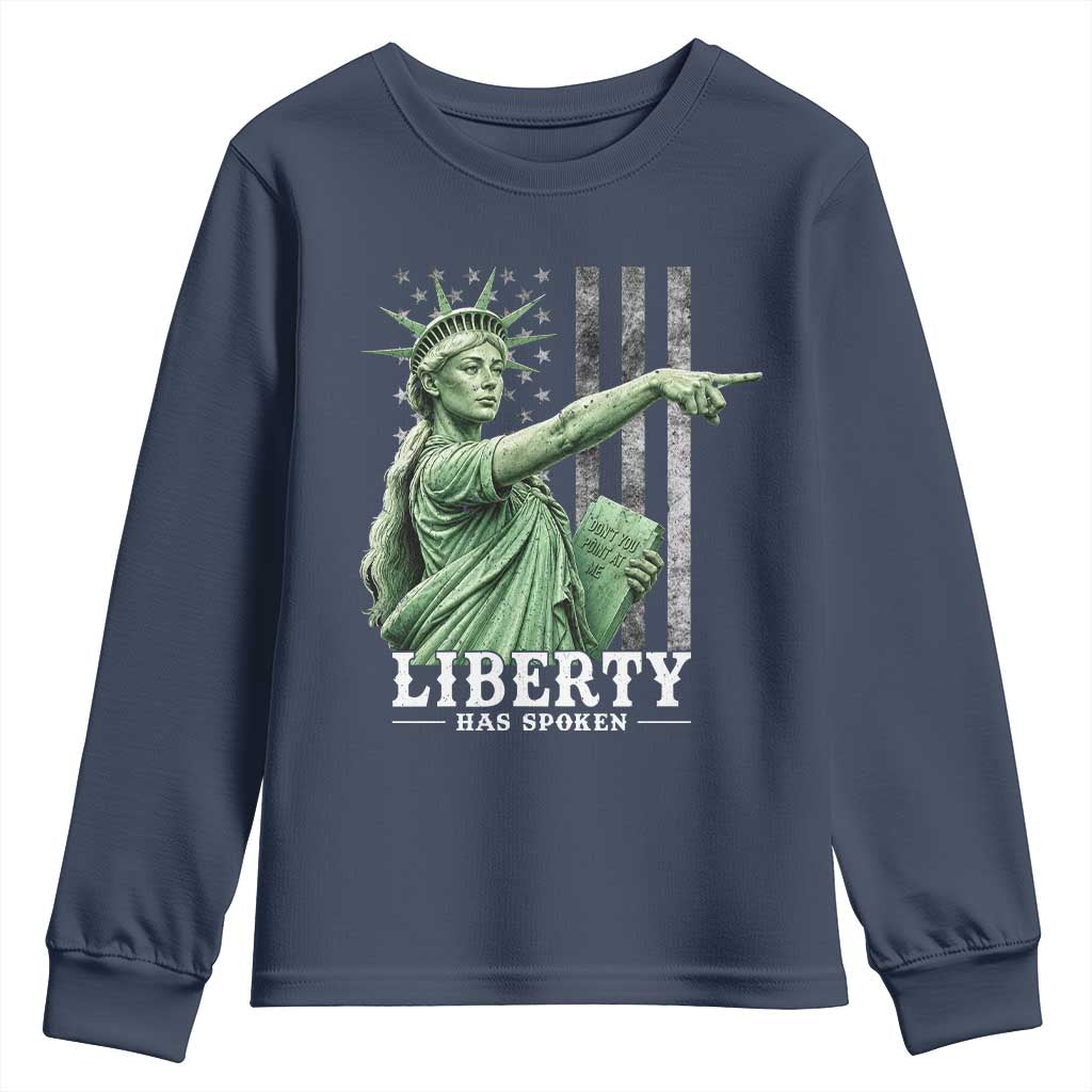 Liberty Has Spoken Youth Sweatshirt Funny Basketball Statue of Liberty Pointing Meme