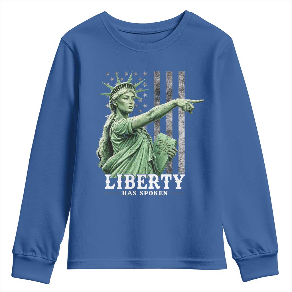 Liberty Has Spoken Youth Sweatshirt Funny Basketball Statue of Liberty Pointing Meme